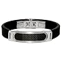 Mens Stainless Steel, Carbon Fiber & Rubber Bracelet by ROSSO