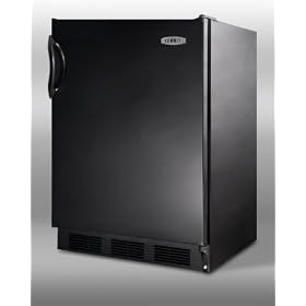 ADA Compliant 32" 5.5 cu. ft. Freestanding Compact All-Refrigerator with Interior Light and Adjustable Shelves in Black with Glass Shelves: Appliances