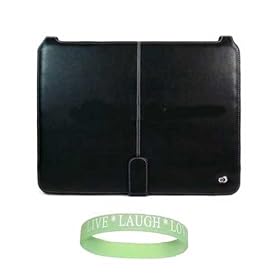 Dell Inspiron Mini 12 Black Melrose Leather Series Netbook Carrying Case + A Live*Laugh*Love Wrist Band!!! (Laptop Not Included)