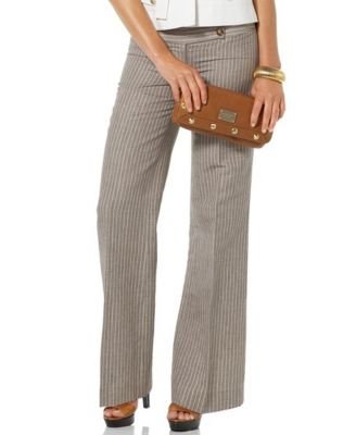MICHAEL Michael Kors Petite Striped Linen Wide-Leg Pants