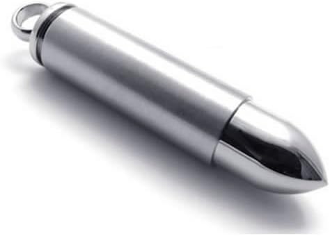 KONOV Jewelry Stainless Steel Bullet Mens Necklace Pendant - Silver, 18-26 inch Chain