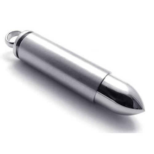 KONOV Jewelry Stainless Steel Bullet Mens Necklace Pendant - Silver, 18-26 inch Chain