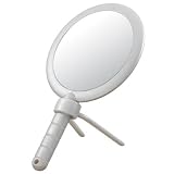 Hand Mirror with Stand 5X to 1X in Pearl White by 
