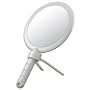 Hand Mirror with Stand 5X to 1X in Pearl White
