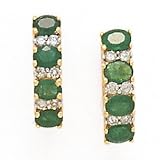 10k Gold, Diamond & Emerald Hoop Earrings (1.99ctw)