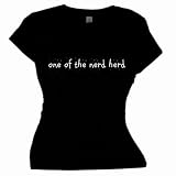 Flirty Diva Tees Woman's SoftStyle T-Shirt-One of the Nerd Herd-Black-White