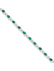 Sterling Silver Emerald and Diamond Bracelet