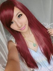 RoyalStyleÂ® 26" Wine Red Long Straight Hair Cosplay Wig(WineRed)