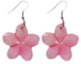 Hawaiian Jewelry Pink Plumeria Flower Shell Earrings