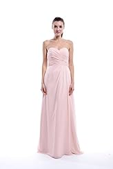 A-line Strapless Lace Pleated Ruched Sweetheart Chiffon Natural   Waistline Floor Length Bridesmaid Dress 
