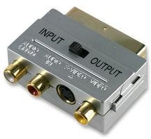 Gold Switchable Scart to 3 Phono & S-Video Adaptor