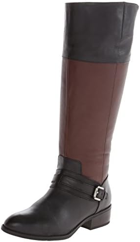 Lauren Ralph Lauren Women's Maritza Wide Calf Riding Boot, Black/Dark Brown, 5.5 B US