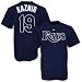 Majestic Tampa Bay Rays #19 Scott Kazmir Navy Blue Player T-shirt (Large)