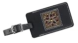 Tan Gem Flower Leather Luggage Tag