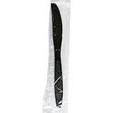 Daxwell Black Plastic Full-Size Heavy Weight Knife, Individually Wrapped (Case of 1000)