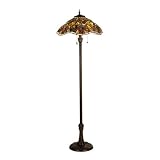 Meyda Tiffany Spiral Dragonfly Floor Lamp