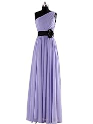 One Shoulder Sheath Fitted Chiffon Evening Dress  With a Sash 