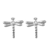14k White or Yellow Gold Diamond Dragonfly Earrings (.02 cttw, I-J Color, I2 Clarity)