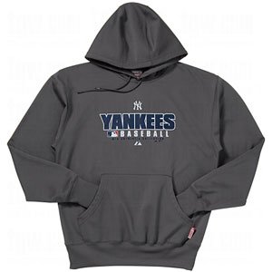 New York Yankees AC Therma Base Practice Performance Hooded Fleece by Majestic Athletic - Granite Large