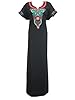 Indian Kaftan Caftan Black Floral Embroidered Womans Patio Nighty Dress Xxl