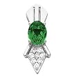 14K White Gold Chatham Created Emerald and Diamond Pendant