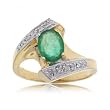 Ladies Fancy Oval Emerald & Diamond Yellow Gold Ring Size 7