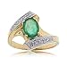 Womens Oval Emerald Round Diamond Fancy Gold Ring New