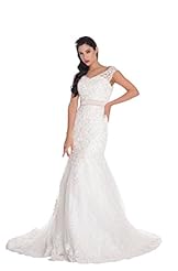 V-neck Beaded Applique Belted Chiffon/Satin Mermaid Wedding Dress  With a Sash 
