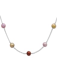 Sterling Silver 28inch 8-9mm Choc/Cham/Lav Freshwater Cultured Pearl Necklace.