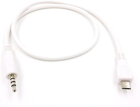 EIOU Micro USB Male to 3.5mm Male Car AUX Audio Output Cable Audio Jack Cable (50cm White)