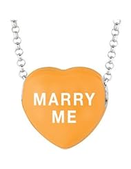 Sweethearts Enamel "Marry me" Heart on 16" Necklace Pendant with Gift Box