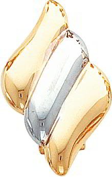 14K Two Tone Gold Omega Clip On Earrings Jewelry New |D