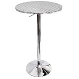 LumiSource Bistro Hydraulic Bar Table, Chrome