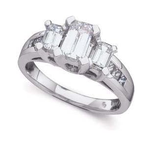 1 1/2 ctw Emerald Cut Diamond Three Stone Ring