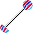 Wavy Blue Red Half Ball Barbell Tongue Ring