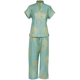 Buy Aqua Paisley Short Mandarin Luxe by Bedhead - Ladies, 100% Fine Cotton by BedHead