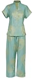 Aqua Paisley Short Mandarin Luxe by Bedhead - Women's, 100% Fine Cotton