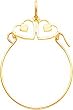 10K Yellow Gold Double Heart Charm Holder Diamond Cut