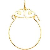 10K Yellow Gold Double Heart Charm Holder Diamond Cut