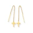 14k Polished Thread Of Gold with Cross Earrings