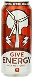 GIVE Energy Give Water Energy Drink Pear Apple Cherry 16 Ounce (Pack of 12)