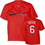 Majestic St. Louis Cardinals #6 Stan Musial Red Cooperstown Player T-shirt (X-Large)