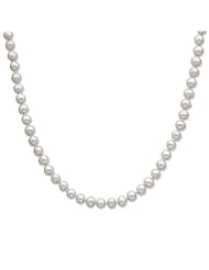 Sterling Silver 24in 7-8mm Grey Freshwater Cultured Pearl Necklace.