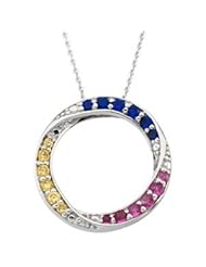 Sterling Silver Faith Hope and Love Open Circle Pendant Necklace 18"