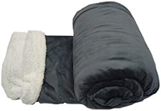 King Size Blanket Sumptuously Soft Plush Faux Fur Borrego Reversible Winter Blankets Throw Bedspread (Gray)