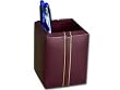 Burgundy Leather Gold Stripped Pencil Cup