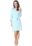 D&P Women's Cotton Bathrobe Short Bath Robes with Kimono Collar