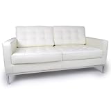 Florence Knoll Style Loveseat, White Aniline Leather