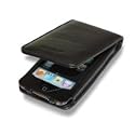 4G Touch Luxury Black Genuine Leather Case Cover & Screen Protector for New Apple iPod Touch 4th Generation - 8GB 32GB 64GB