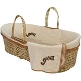 Tadpoles Organic Moses Basket with Love Embroidery, Natural